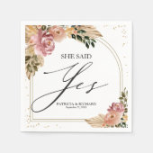 Sie sagte ja Boho Verlobung Serviette (Vorderseite)