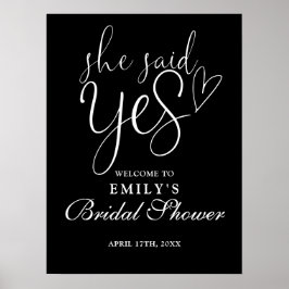 Sie sagte ja Brautparty Begrüßungszeichen Poster