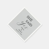 Sie sagte Ja Brautparty Grau Serviette (Ecke)