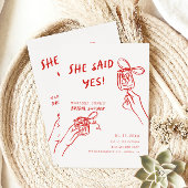Sie sagte ja! Brautparty Illustriert Einladung