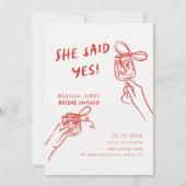 Sie sagte ja! Brautparty Illustriert Einladung (Vorderseite)