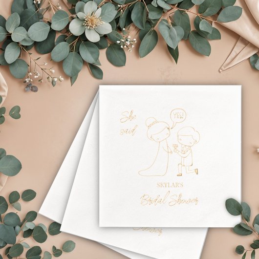 Sie sagte ja Brautparty Servietten Mit Folie