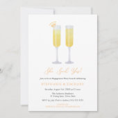 Sie sagte ja Brunch Bubbly Engagement Party Einladung (Vorderseite)