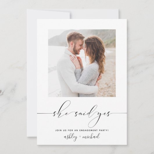 Sie sagte ja, Calligrafy Engagement Partei einlade Einladung (Vorderseite)