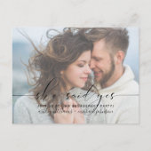 Sie sagte ja, Calligrafy Engagement Partei einlade Postkarte (Vorderseite)