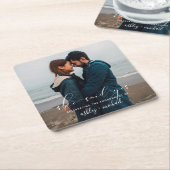 Sie sagte Ja Calligrafy Engagement Party Foto Rechteckiger Pappuntersetzer (angewinkelt)