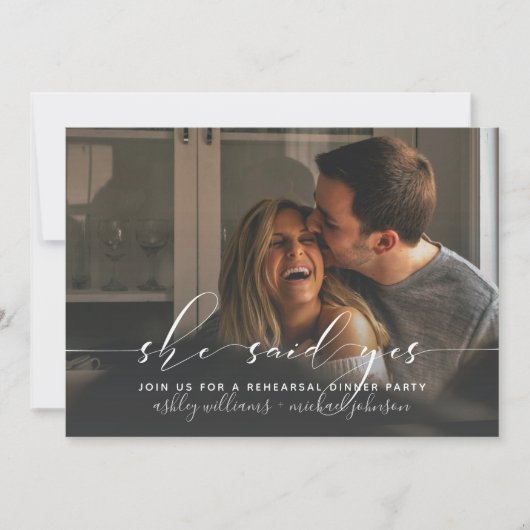 SIE SAGTE JA | Calligraphy Probe Dinner Einladung (Vorderseite)