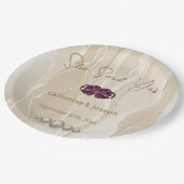 Sie sagte ja, Cream Silk & Pearls & Hearls Pappteller (Schrägansicht)