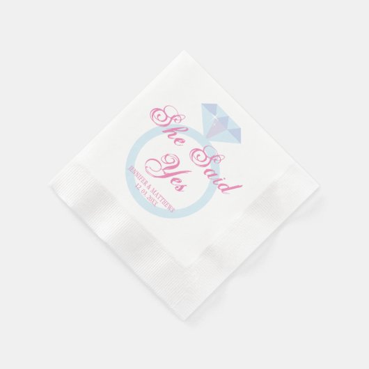 Sie sagte ja Diamond Ring Wedding Monogram Napkins Serviette (Ecke)