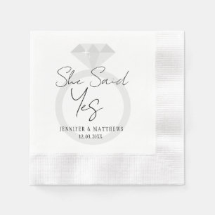 Sie sagte ja Diamond Ring Wedding Monogram Napkins Serviette