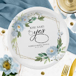 Sie sagte ja dusty Blue Geometric Brautparty Pappteller<br><div class="desc">Sie sagte ja,  dusty Blue Geometric Brautparty Paper Plate</div>