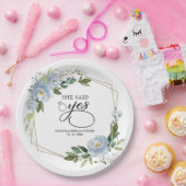 Sie sagte ja dusty Blue Geometric Brautparty Pappteller (Party)