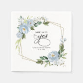 Sie sagte ja dusty Blue Geometric Brautparty Serviette (Vorderseite)