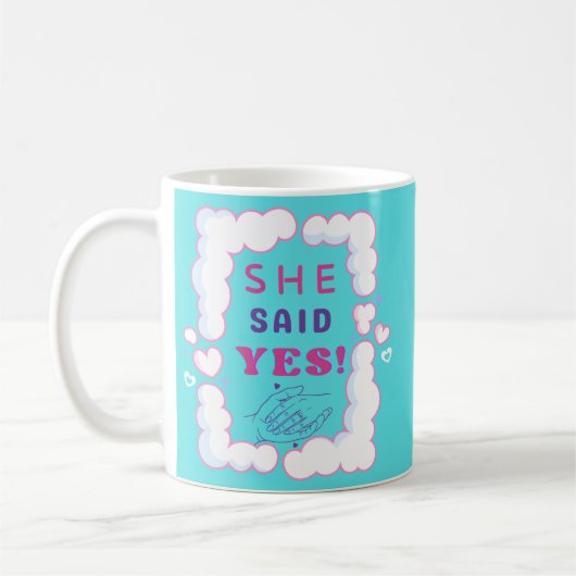 Sie sagte ja, Ehemann Ehefrau Ankündigung Kaffeetasse (Links)
