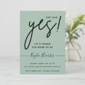 Sie sagte Ja Einfache Brautdusche Einladung (Stehend Vorderseite)