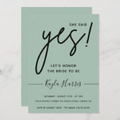 Sie sagte Ja Einfache Brautdusche Einladung (Vorne/Hinten)