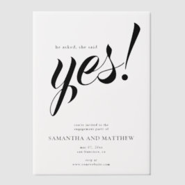 Sie sagte Ja Einfache Engagement Party Pergament Einladungen