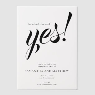 Sie sagte Ja Einfache Engagement Party Pergament Einladungen
