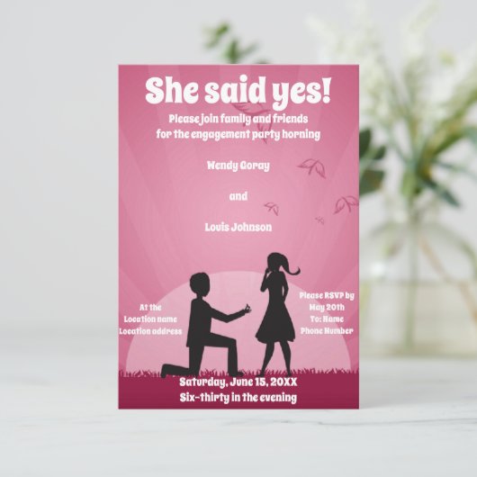 Sie sagte ja! einladung (Stehend Vorderseite)