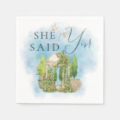 Sie sagte ja! Elegant Gazebo taucht Blume Serviette (Vorderseite)