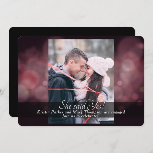 Sie sagte ja Engagement Partei Burgund Einladung (Vorne/Hinten)