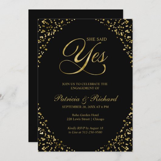 Sie sagte ja Engagement Partei Einladung (Vorne/Hinten)