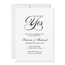 Sie sagte ja Engagement Partei Einladung