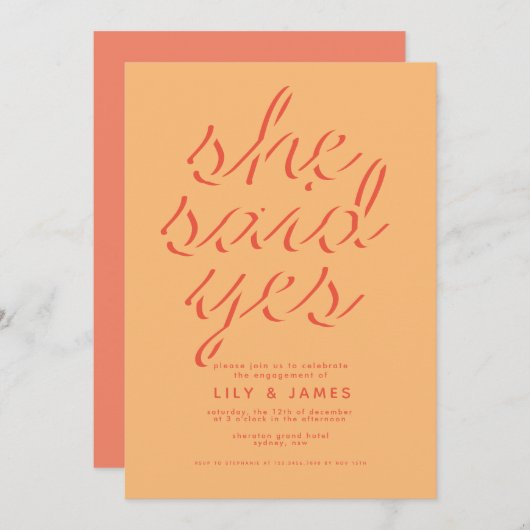 Sie sagte ja Engagement Partei Einladung (Vorne/Hinten)