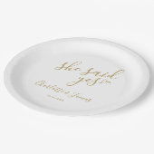 Sie sagte Ja Engagement Partei Gold Herz Pappteller (Schrägansicht)