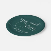 Sie sagte Ja Engagement Partei Grün Pappteller (Schrägansicht)