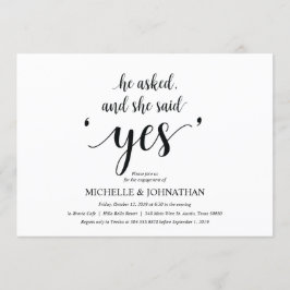 Sie sagte ja, Engagement Partei lädt ein Einladung