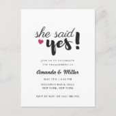 Sie sagte Ja-Engagement-Partei Postkarte (Vorderseite)