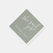 Sie sagte ja Engagement Partei Sage Green Serviette (Ecke)
