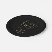 Sie sagte Ja Engagement Partei schwarz und Gold Pappteller (Schrägansicht)