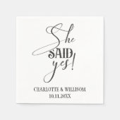 Sie sagte Ja-Engagement-Partei Serviette (Vorderseite)