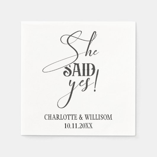 Sie sagte Ja-Engagement-Partei Serviette (Vorderseite)