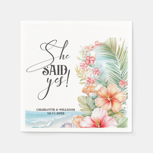 Sie sagte Ja-Engagement-Partei Serviette (Vorderseite)