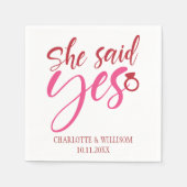 Sie sagte Ja-Engagement-Partei Serviette (Vorderseite)