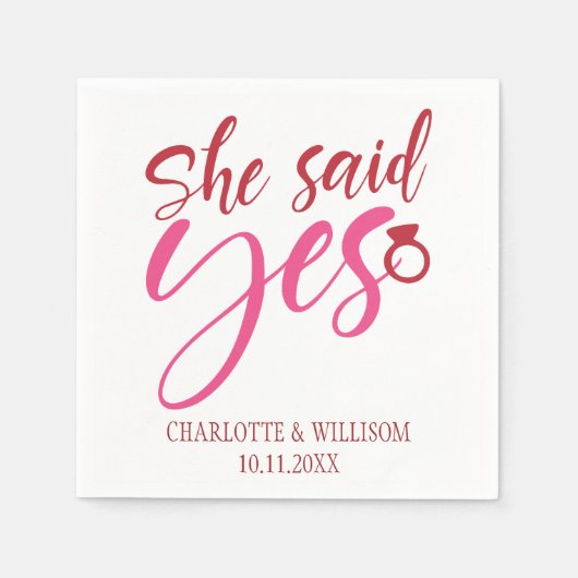 Sie sagte Ja-Engagement-Partei Serviette (Vorderseite)