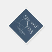 Sie sagte ja Engagement Party Blue Serviette (Ecke)