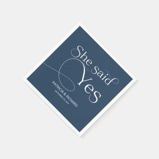 Sie sagte ja Engagement Party Blue Serviette (Ecke)