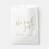 Sie sagte Ja Engagement Party Chic Gold Geschenktütchen (Vorderseite)