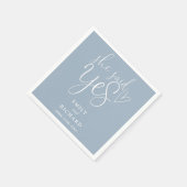 Sie sagte ja Engagement Party Elegant Dusty Blue Serviette (Ecke)