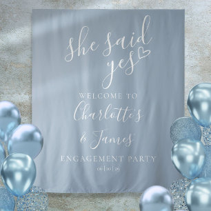 Sie sagte Ja Engagement Party Foto-Prop Wandteppich