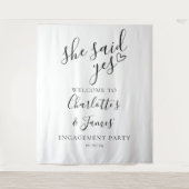 Sie sagte Ja Engagement Party Foto-Prop Wandteppich (Vorderseite)