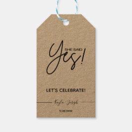 Sie sagte Ja Engagement Party Geschenktasten Geschenkanhänger
