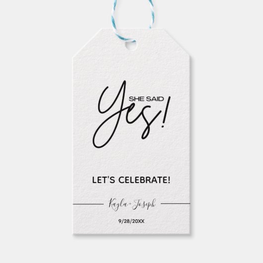 Sie sagte Ja Engagement Party Geschenktasten Geschenkanhänger (Vorderseite)