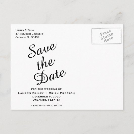 Sie sagte Ja Extravagantes Foto Save the Date Ankündigungspostkarte (Rückseite)