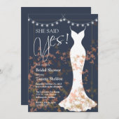 Sie sagte ja Fall Blue Bridal Dusche Einladung (Vorne/Hinten)