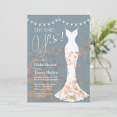 Sie sagte ja Fall Blue Bridal Dusche Einladung (Stehend Vorderseite)